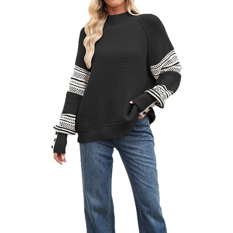 Knitted sweater, half-high neck, fashionable pullover