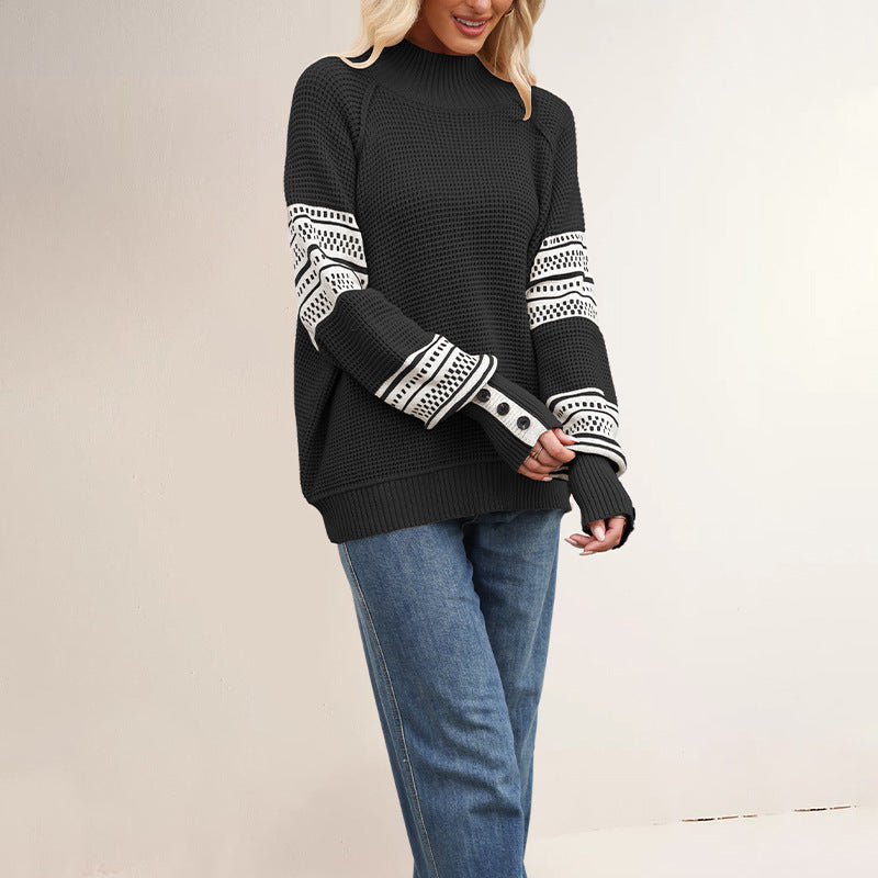 Knitted sweater, half-high neck, fashionable pullover
