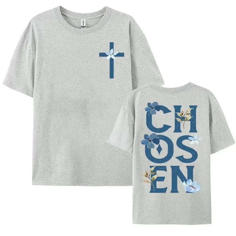 Chosen Floral Aesthetic Bible Verse T-shirts Women's Trendy