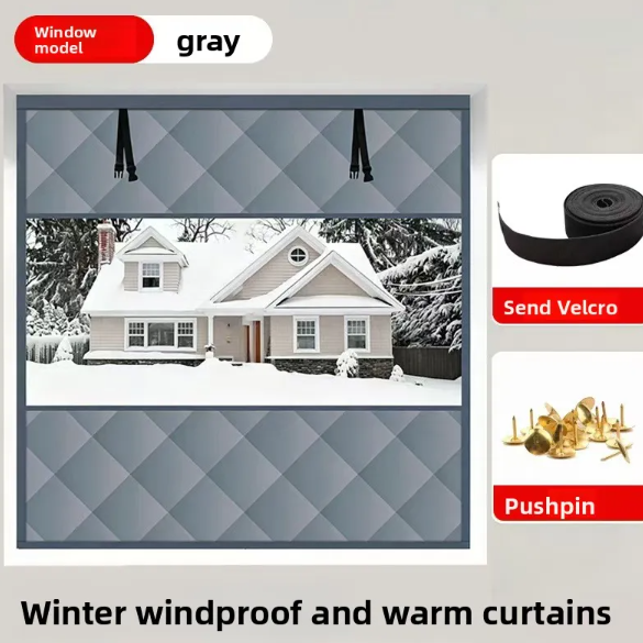 Anti-freezing, heat-insulating and warm-keeping curtains with straps