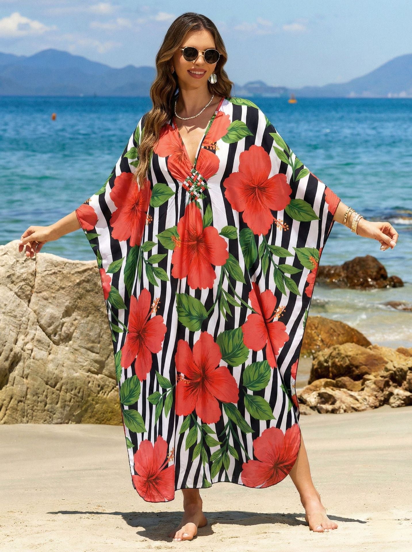 Rayon Printed Beach Cover Up Dress