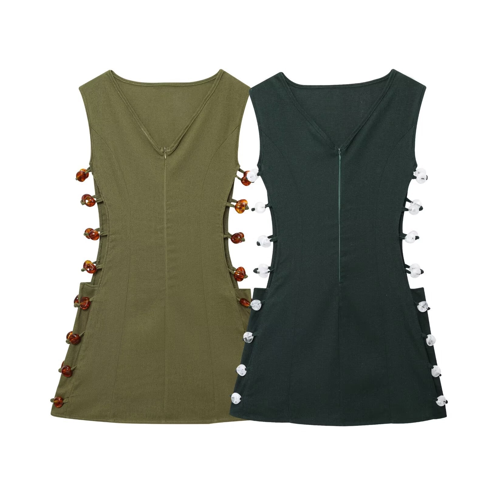Womens Hollow Out Cotton Linen Dress