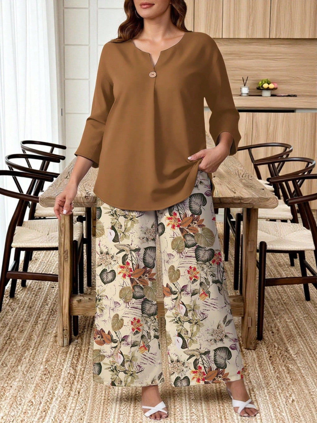 Floral Print Shirt and Pants Set