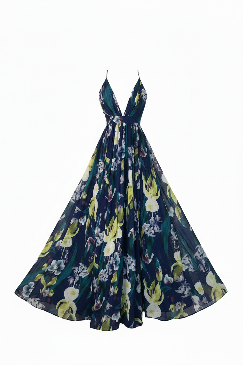 Sleeveless Print Boho Maxi Dress