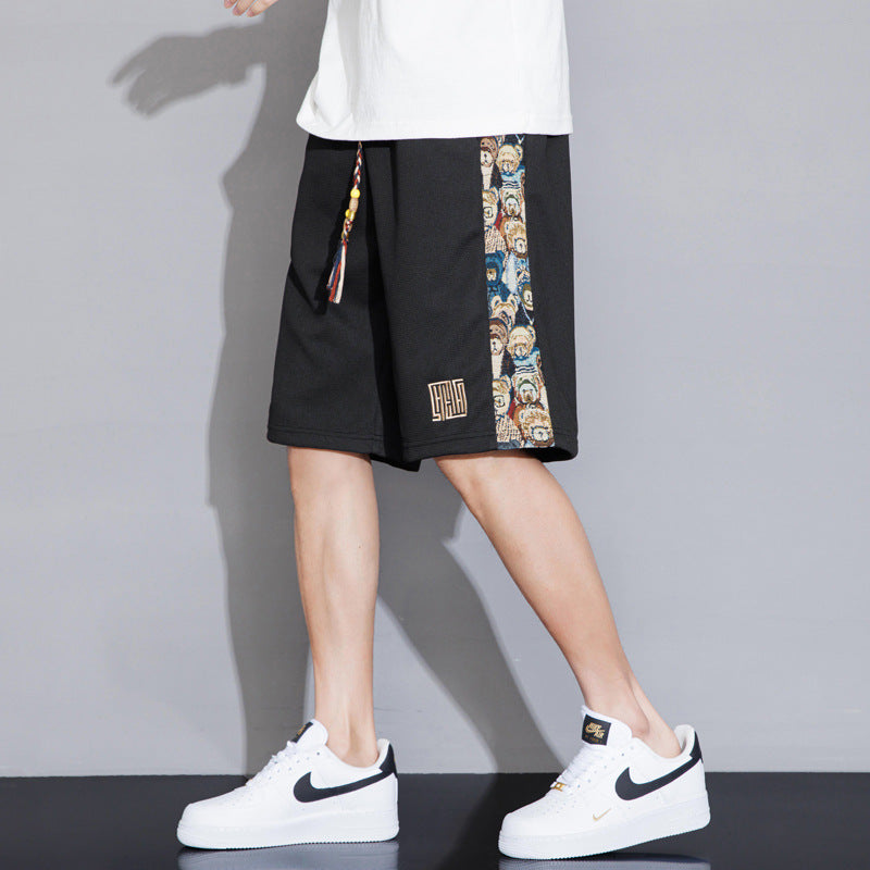 Bear Embroidered Mens Shorts