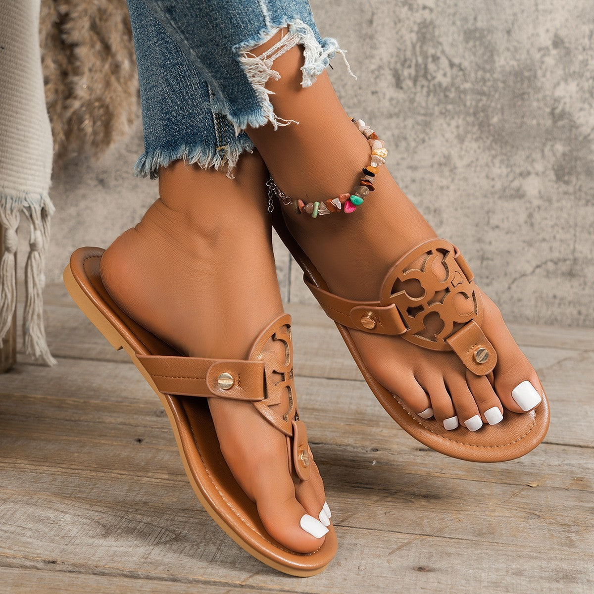 Fashion Herringbone Flat Sandals for Women