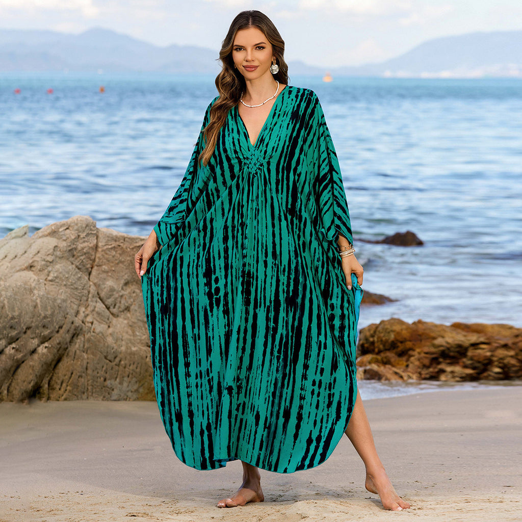 Bohemian Beach Cover-Up with Woven Print