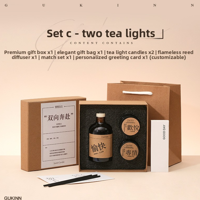 Rattan Aromatherapy Gift Set with Candles and Fireless Diffuser