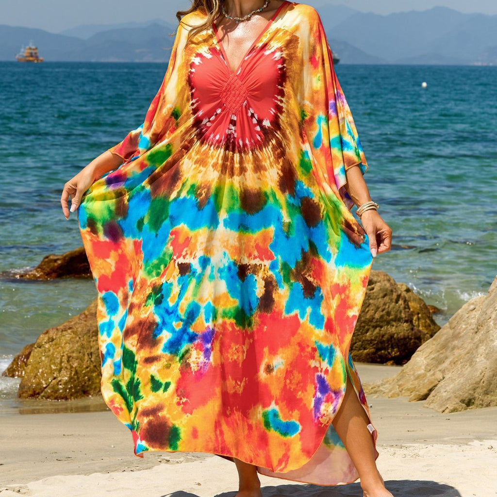 Bohemian Beach Cover-Up with Woven Print