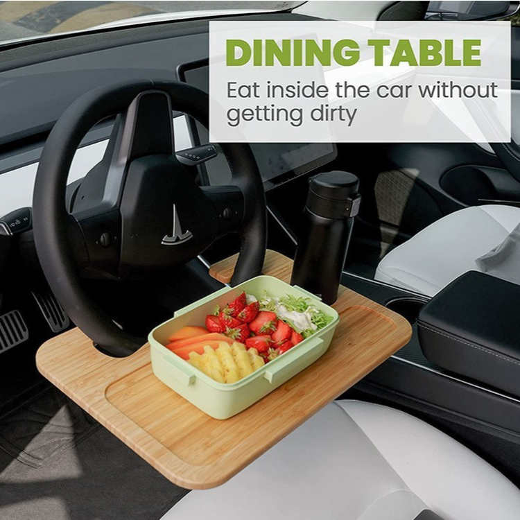 Bamboo Steering Wheel Laptop Stand Tray
