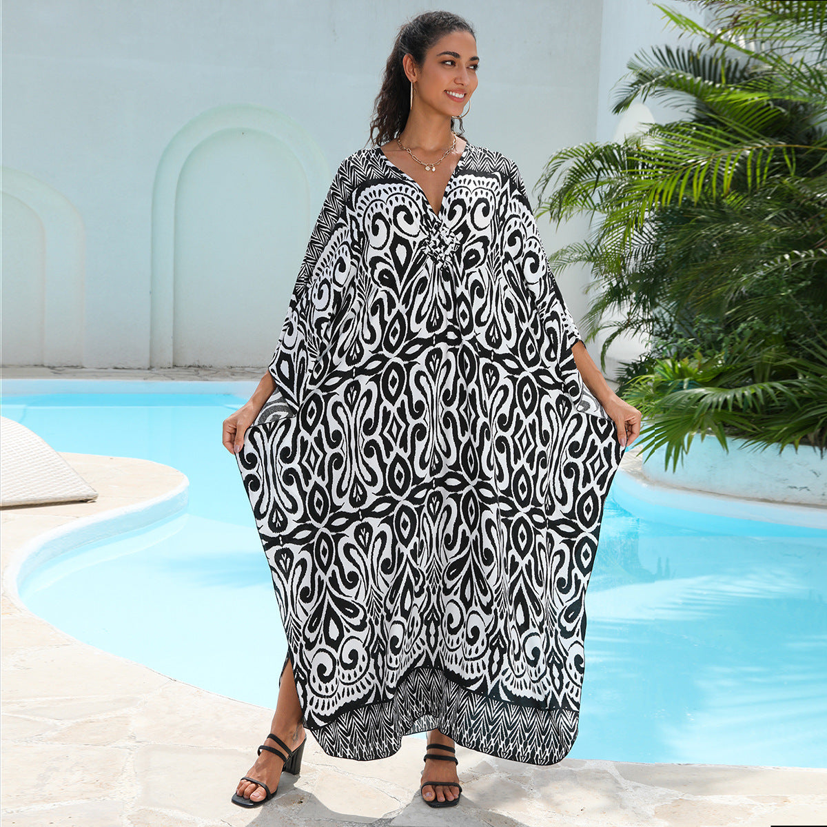 Rayon Printed Beach Cover Up Dress