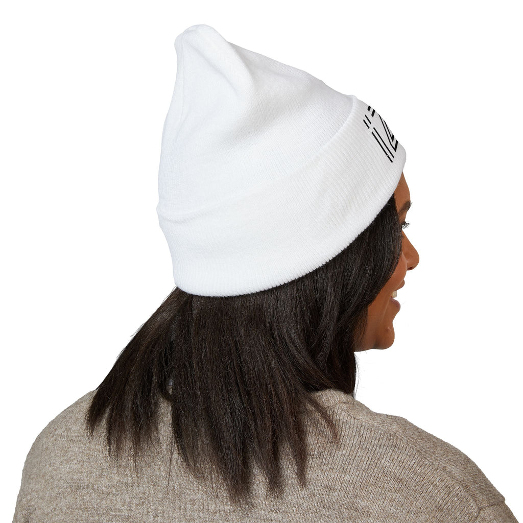 Embroidered "iZM" Cuffed Beanie — Classic Knit Winter Hat