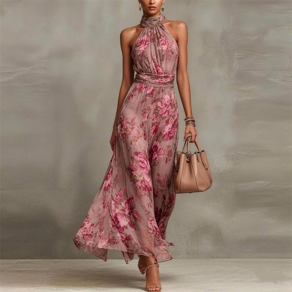 Mesh Print Bodycon Long Dress with Spaghetti Strap
