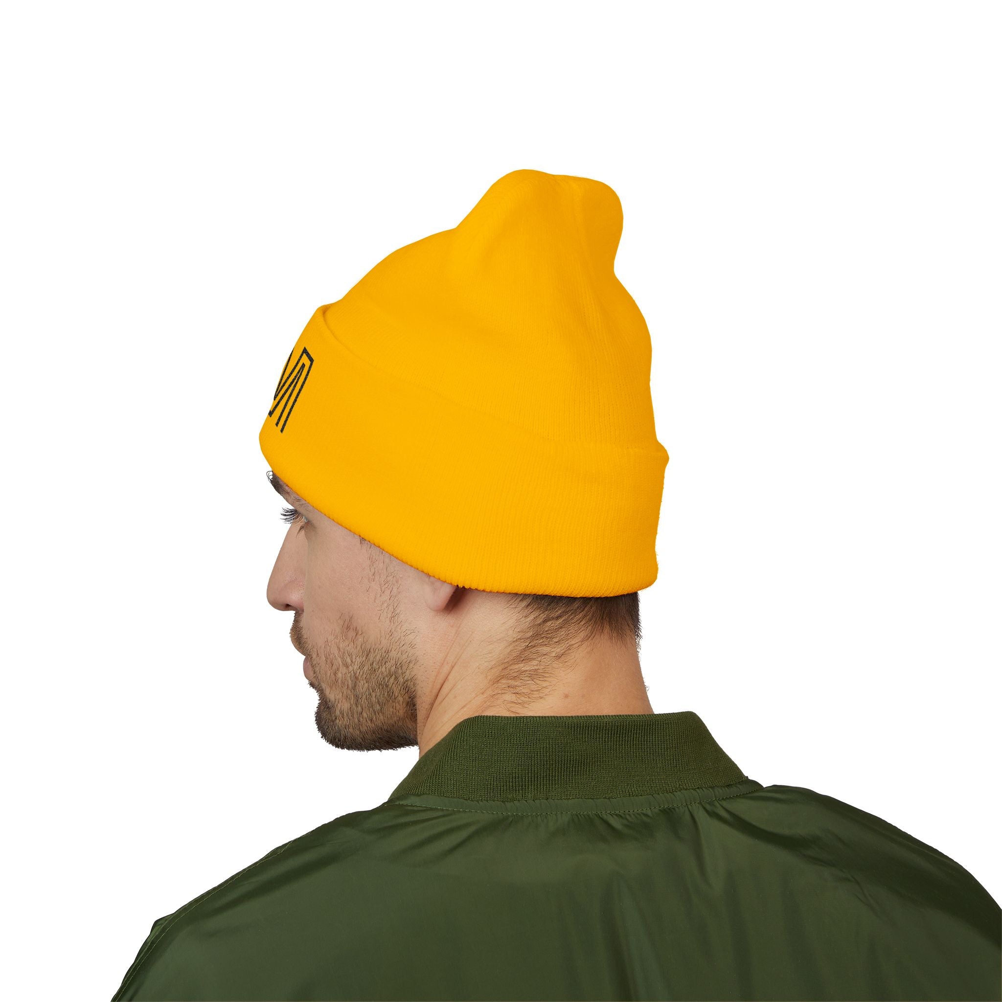 Embroidered "iZM" Cuffed Beanie — Classic Knit Winter Hat