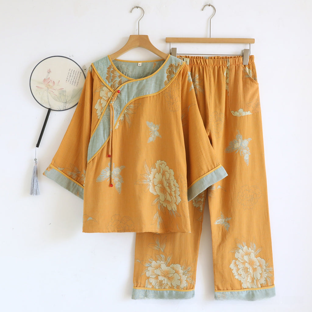 Chinese Style Cotton Pajamas Set