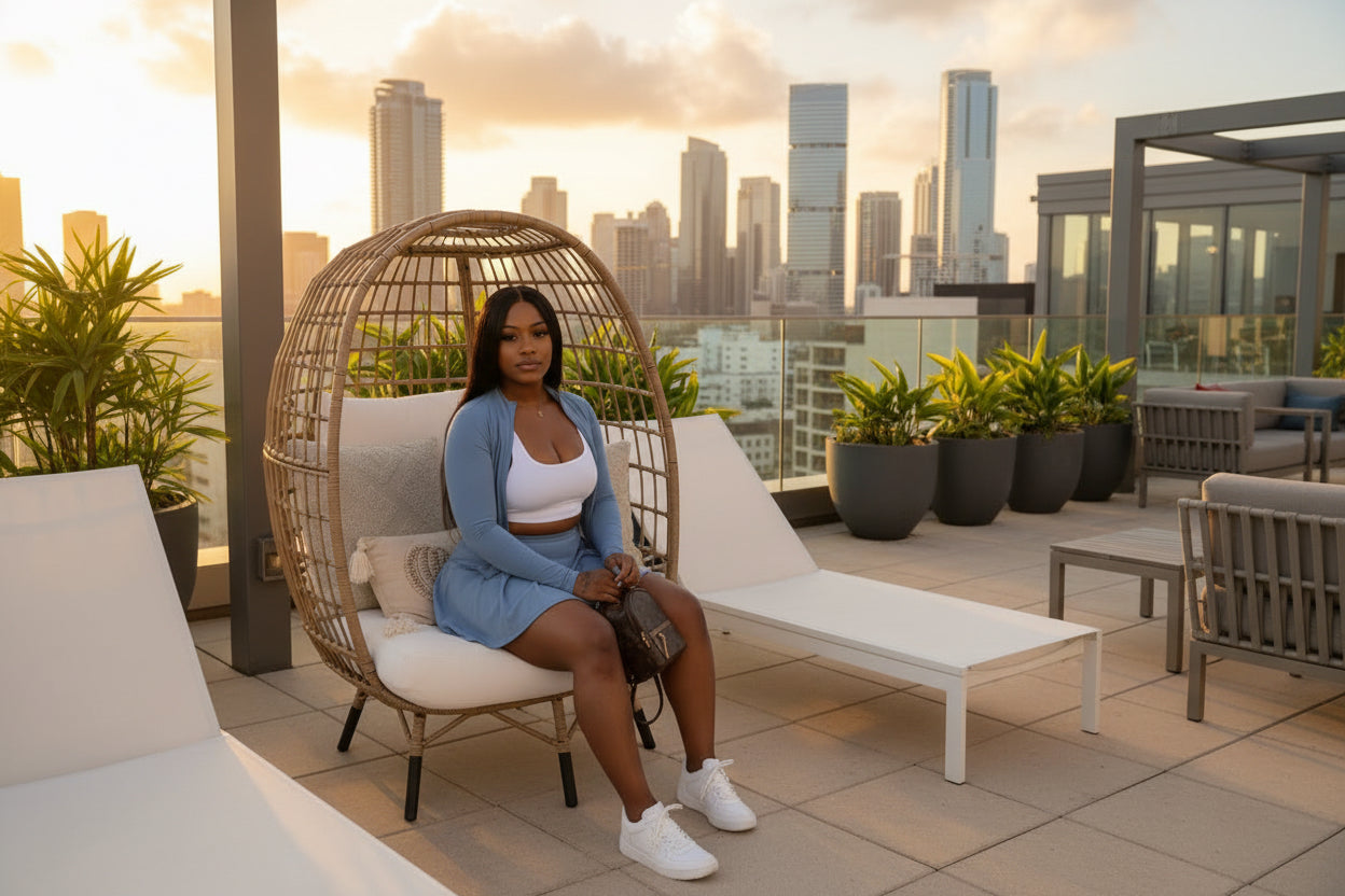 Light Blue Pleated Tennis Set