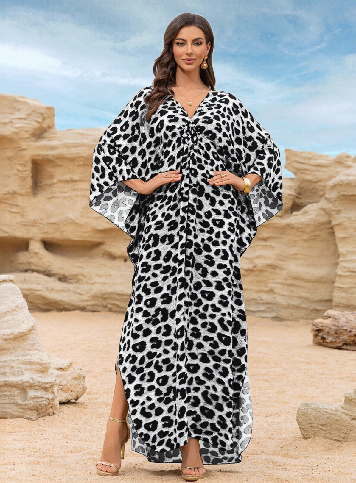 Rayon Printed Beach Cover Up Dress