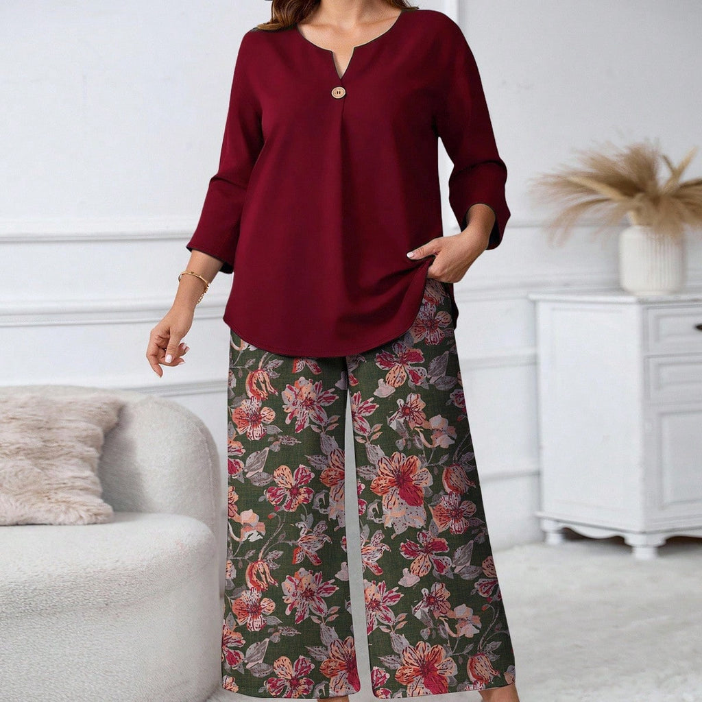 Floral Print Shirt and Pants Set