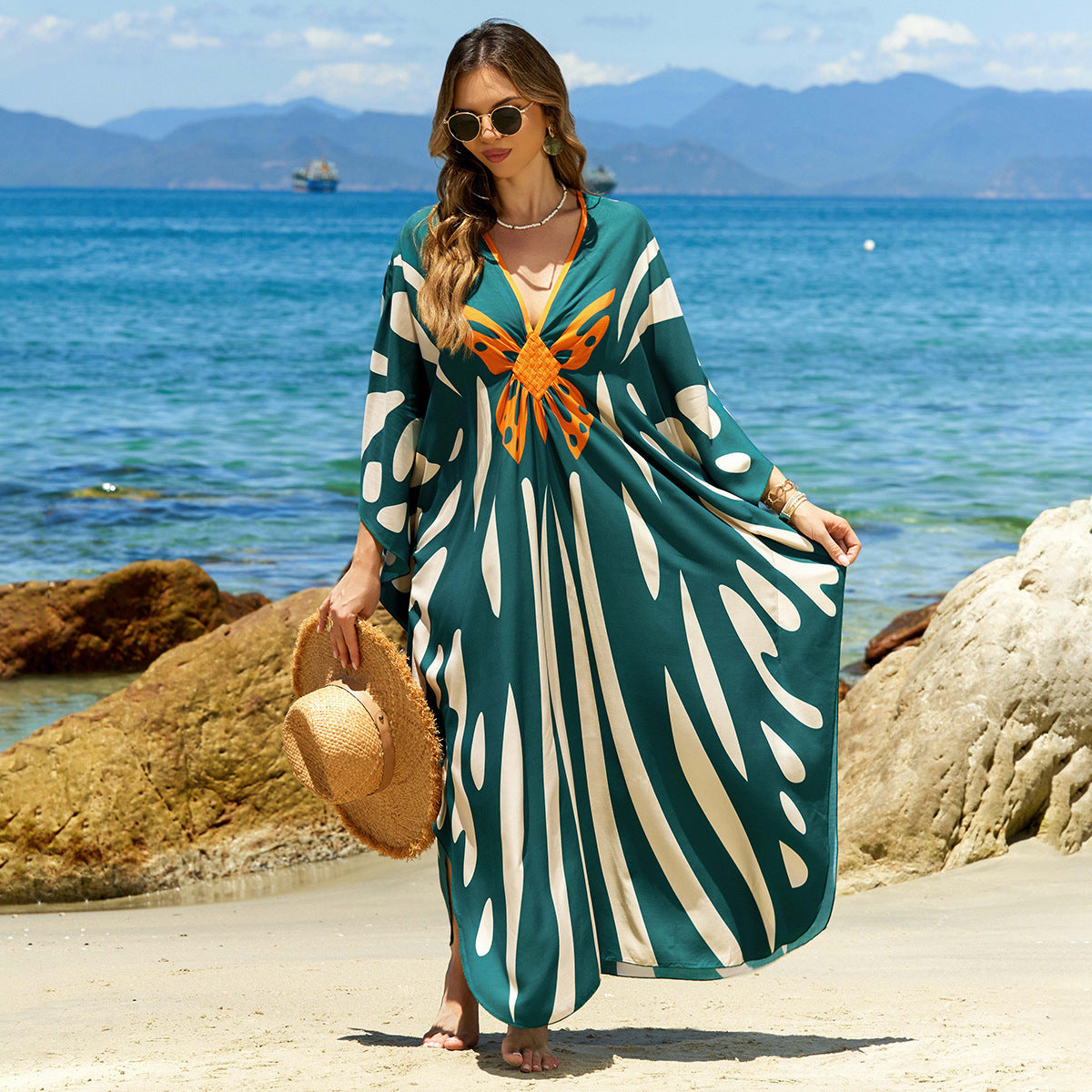 Bohemian Beach Cover-Up with Woven Print