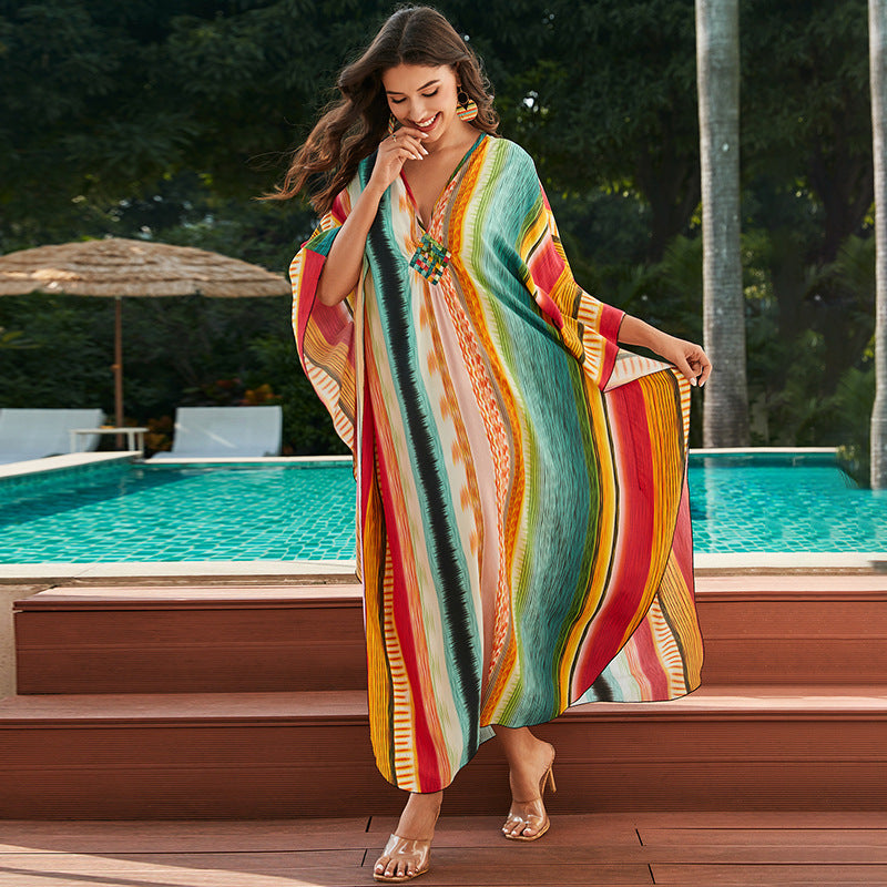 Rayon Printed Beach Cover Up Dress
