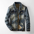 A high-end stretch denim suit for men