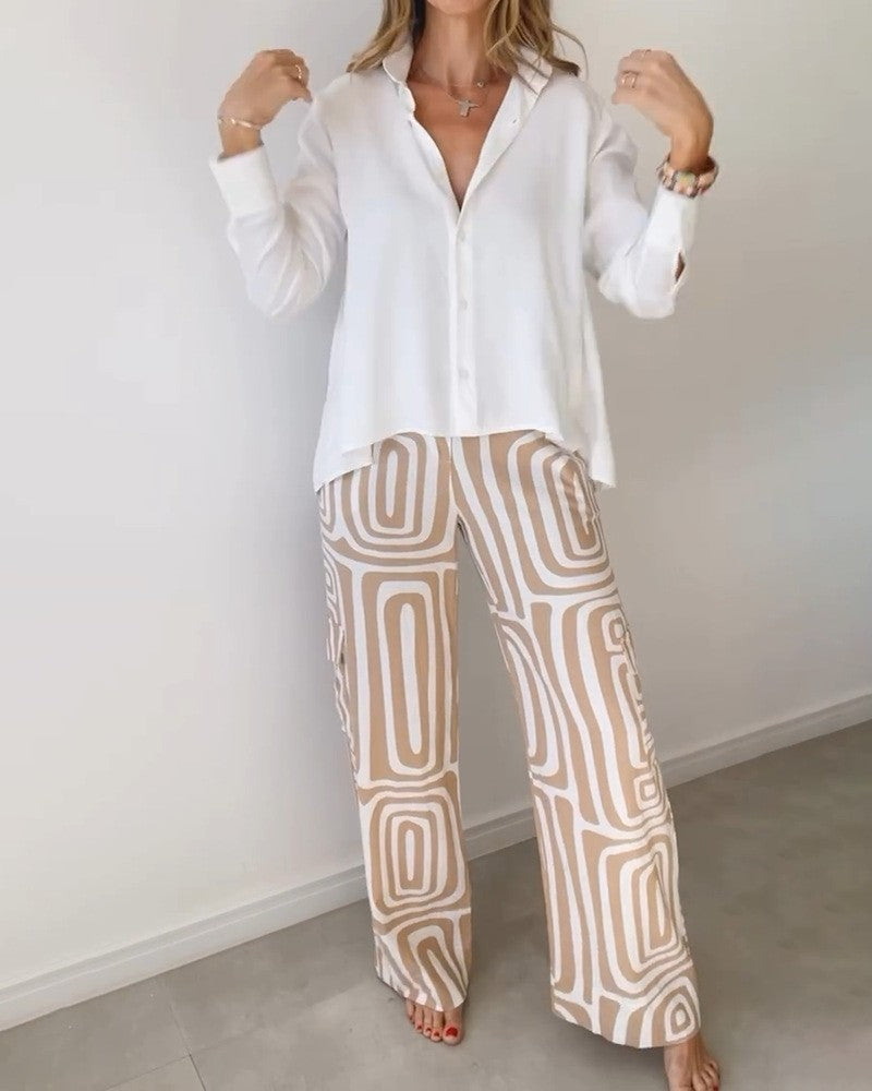 Women's Printed Shirt and Trousers Set