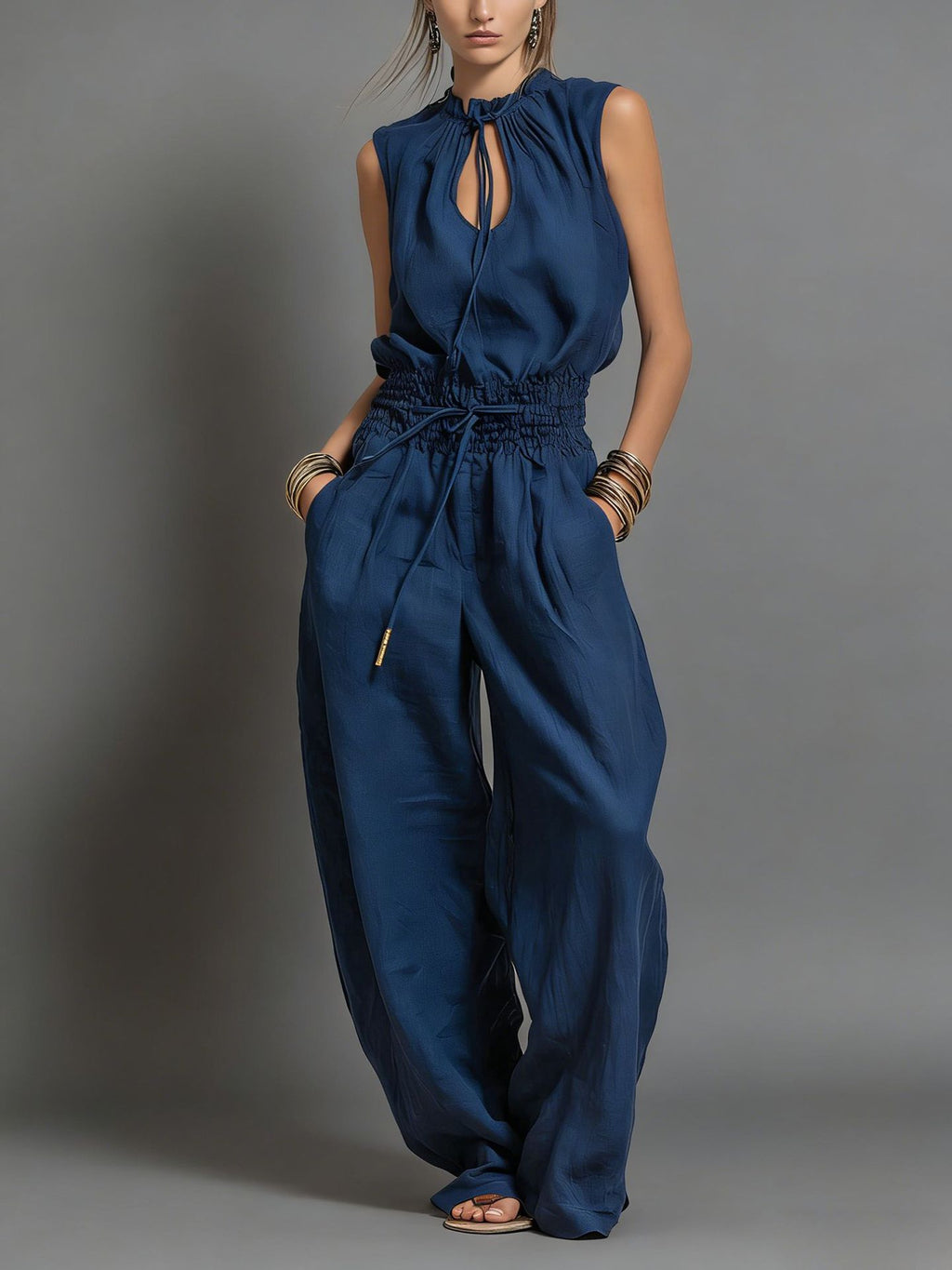 Sleeveless Wide Leg Jumpsuit
