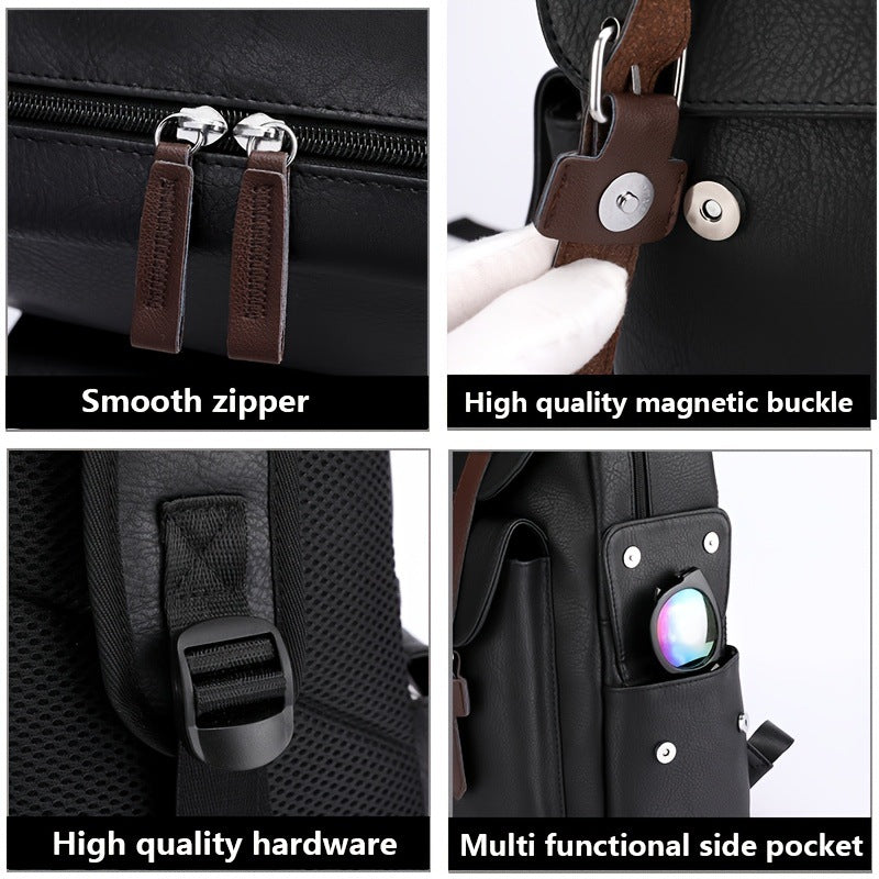 Retro travel large-capacity soft leather backpack