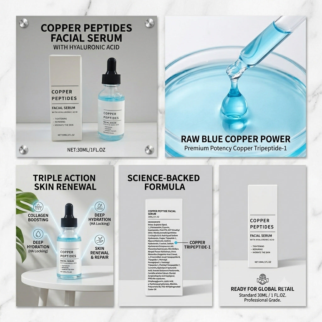 Collagen Blue Copper Peptide Facial Serum for Hydrated Skin
