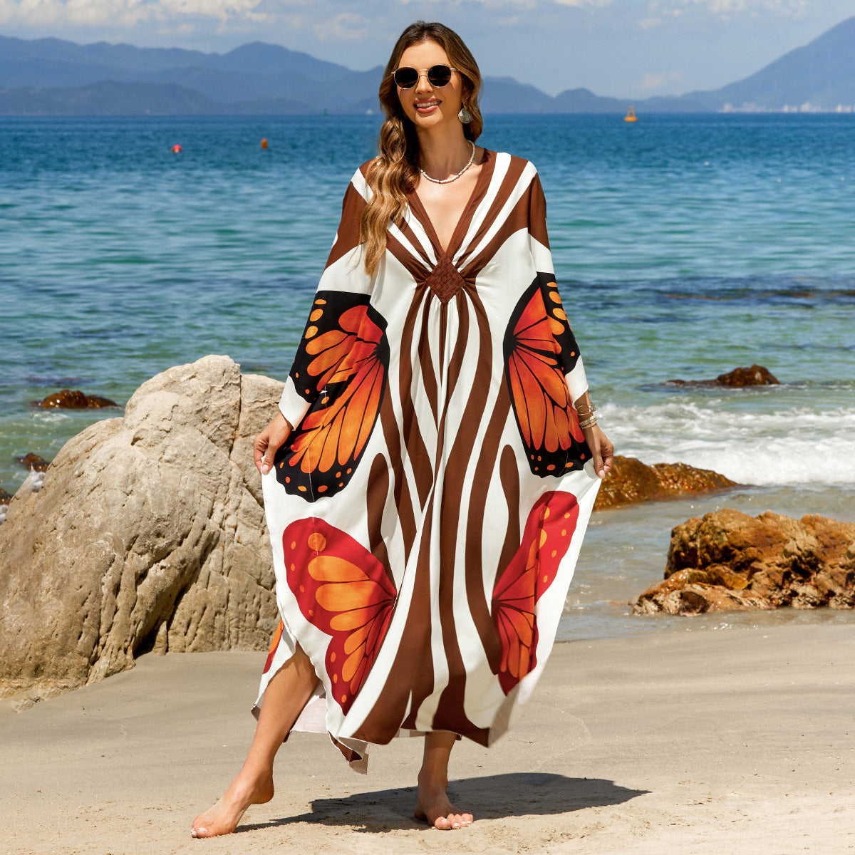 Bohemian Beach Cover-Up with Woven Print