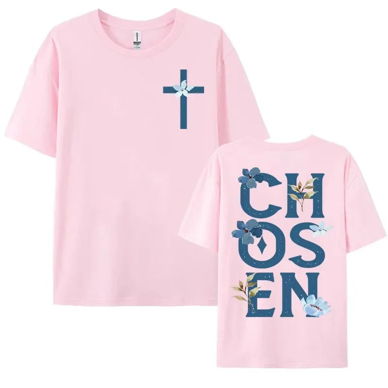 Chosen Floral Aesthetic Bible Verse T-shirts Women's Trendy