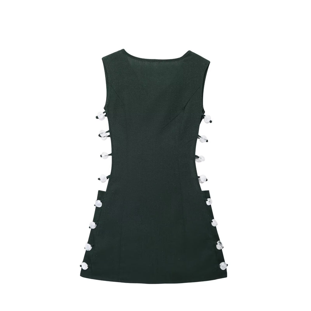 Womens Hollow Out Cotton Linen Dress