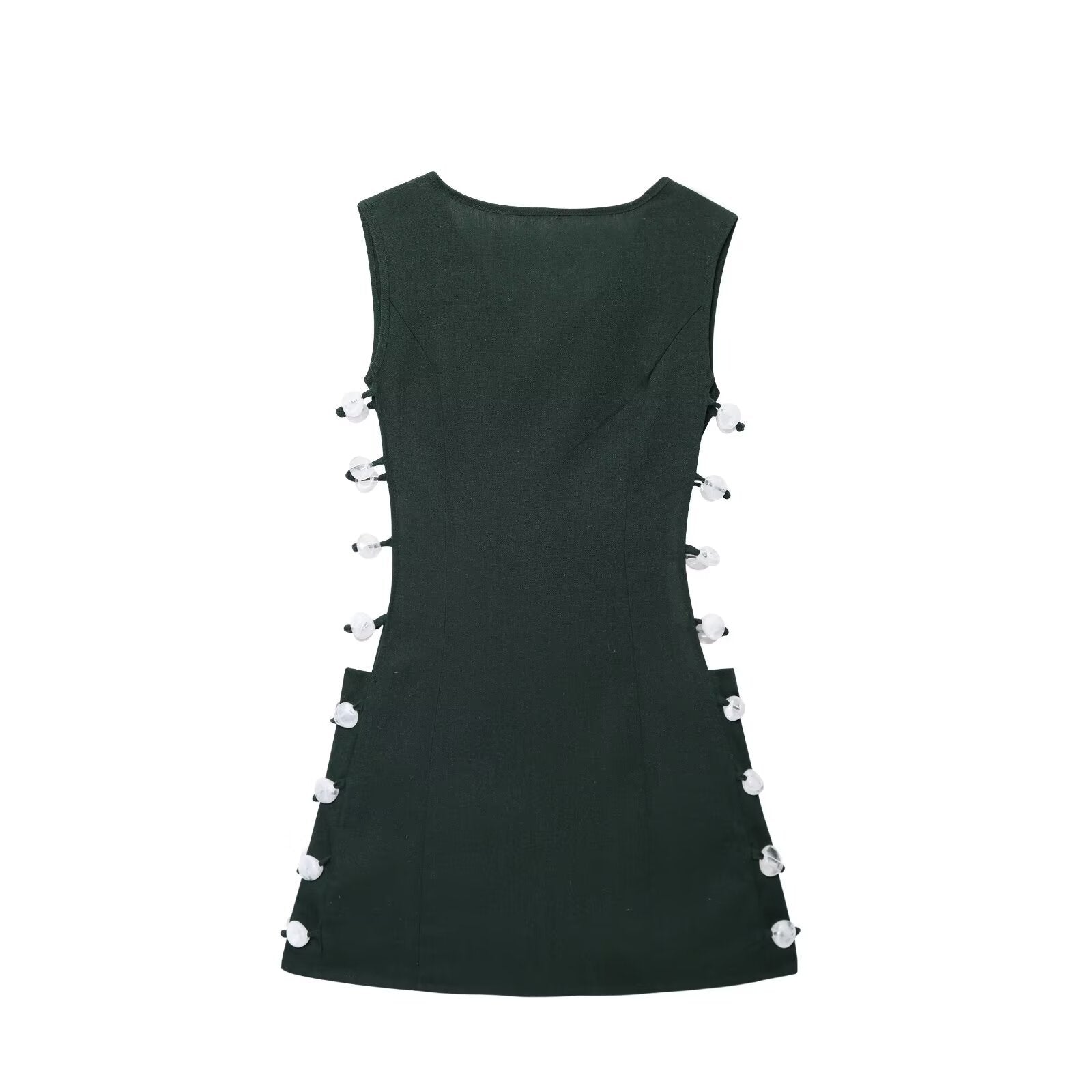 Womens Hollow Out Cotton Linen Dress