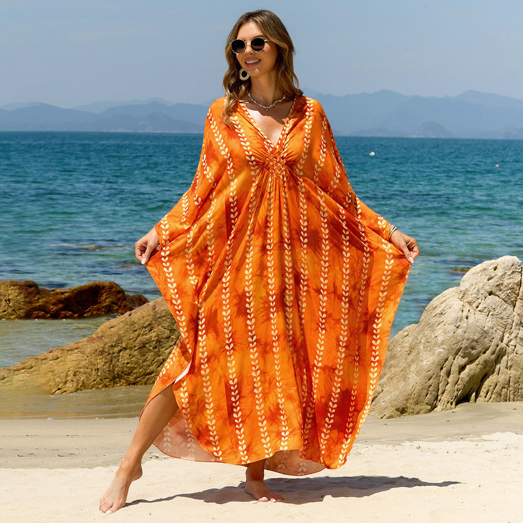 Bohemian Beach Cover-Up with Woven Print