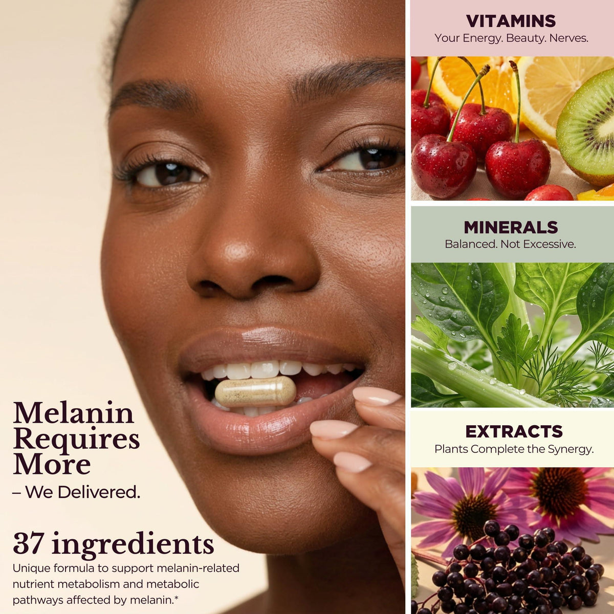 Black Queen Women's Wellness Formula with 37 Active Ingredients   Daily Multivitamin for Women Hormone Balance Energy Vitamins for Women Biotin Supplement for Hair Skin and Nails Vitamins