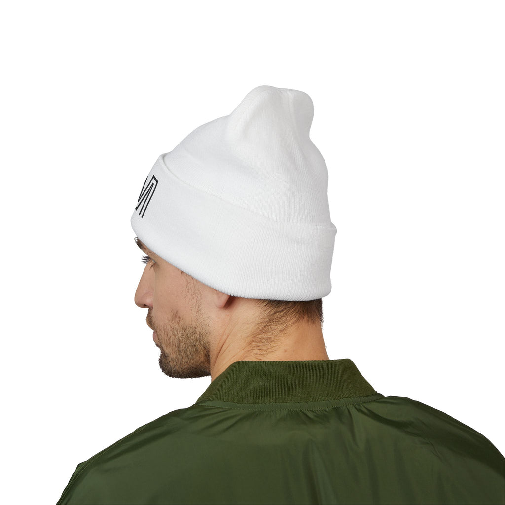 Embroidered "iZM" Cuffed Beanie — Classic Knit Winter Hat