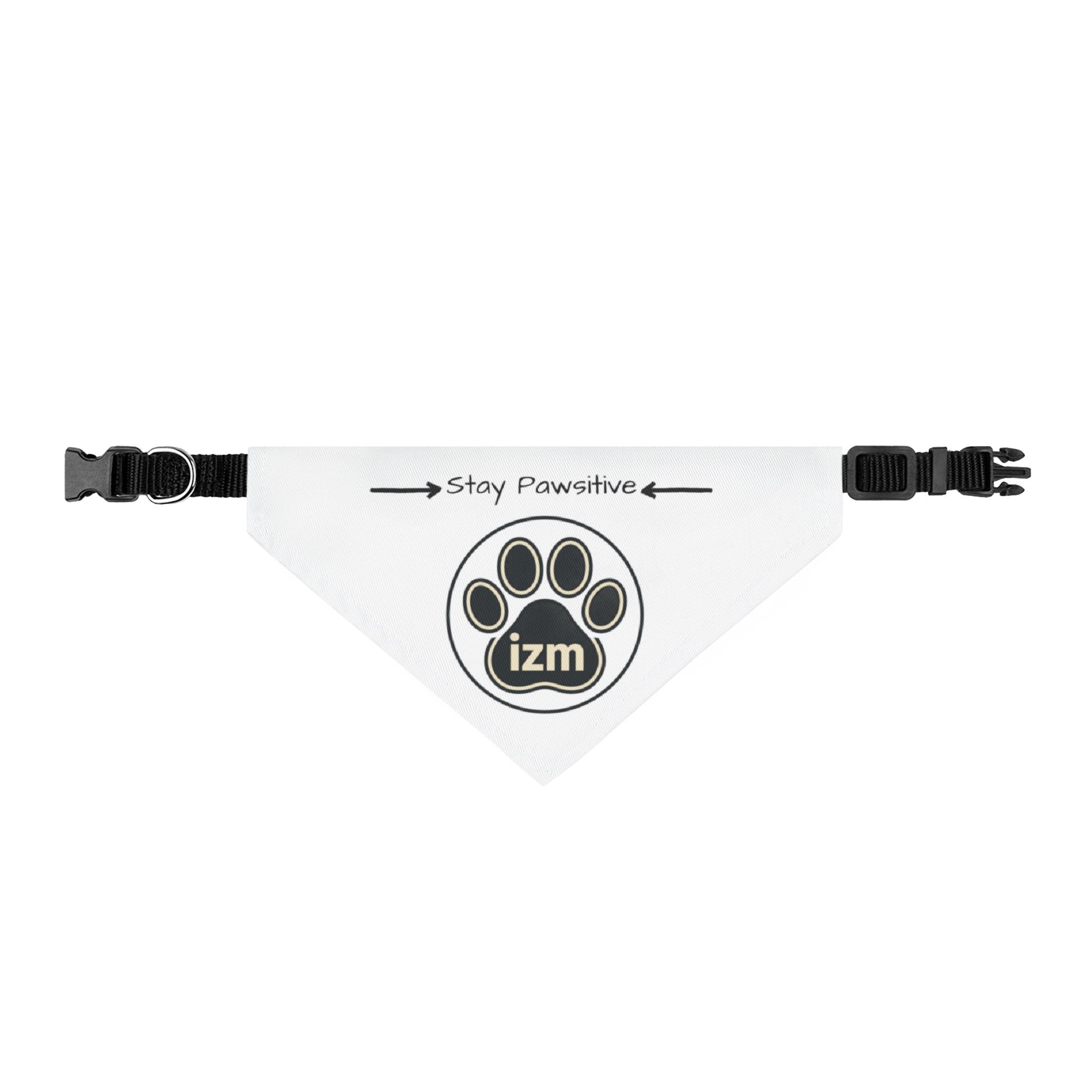 Clip-On Pet Bandana — 'Stay Pawsitive' Paw Print Dog Bandana