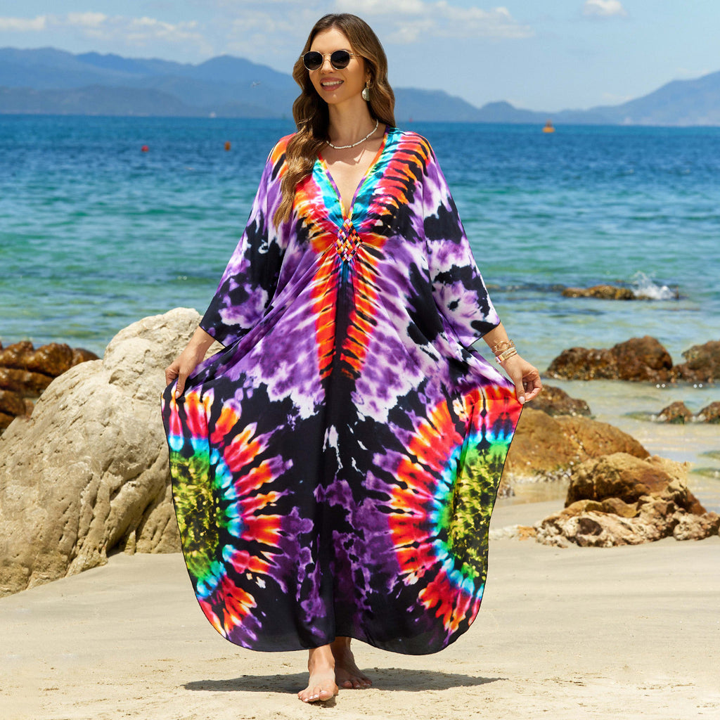 Bohemian Beach Cover-Up with Woven Print