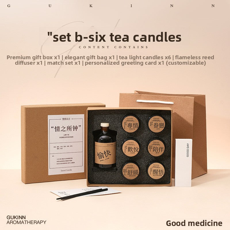 Rattan Aromatherapy Gift Set with Candles and Fireless Diffuser