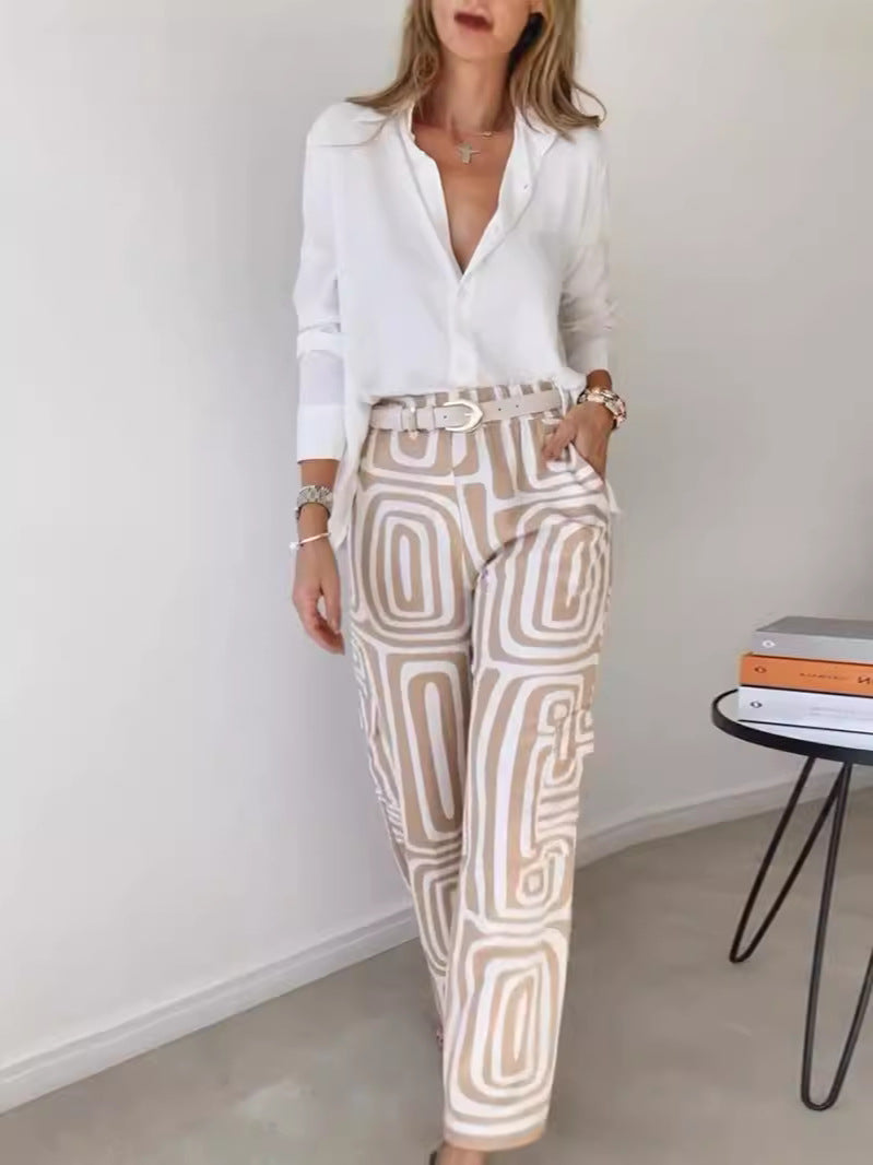 Women's Printed Shirt and Trousers Set