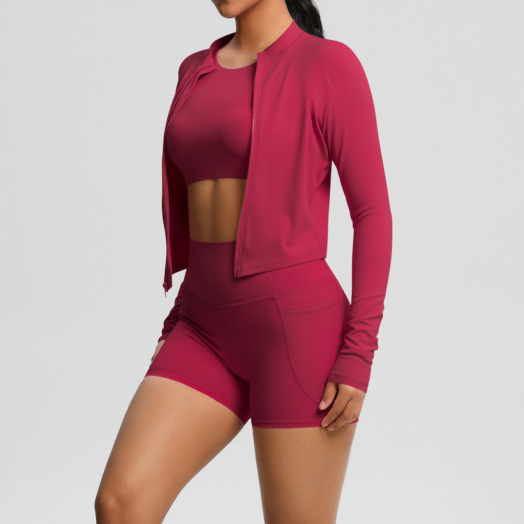 A three-piece yoga fitness suit for women