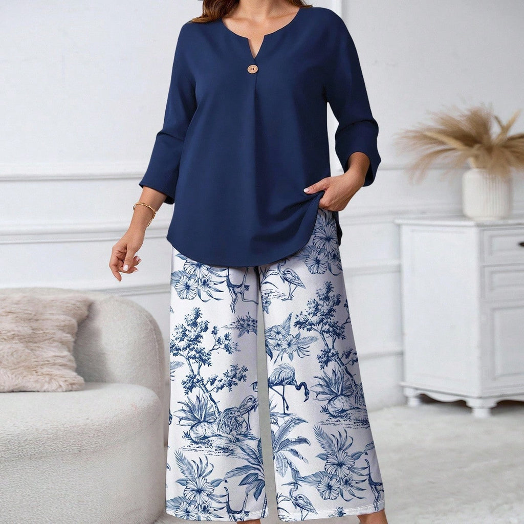 Floral Print Shirt and Pants Set