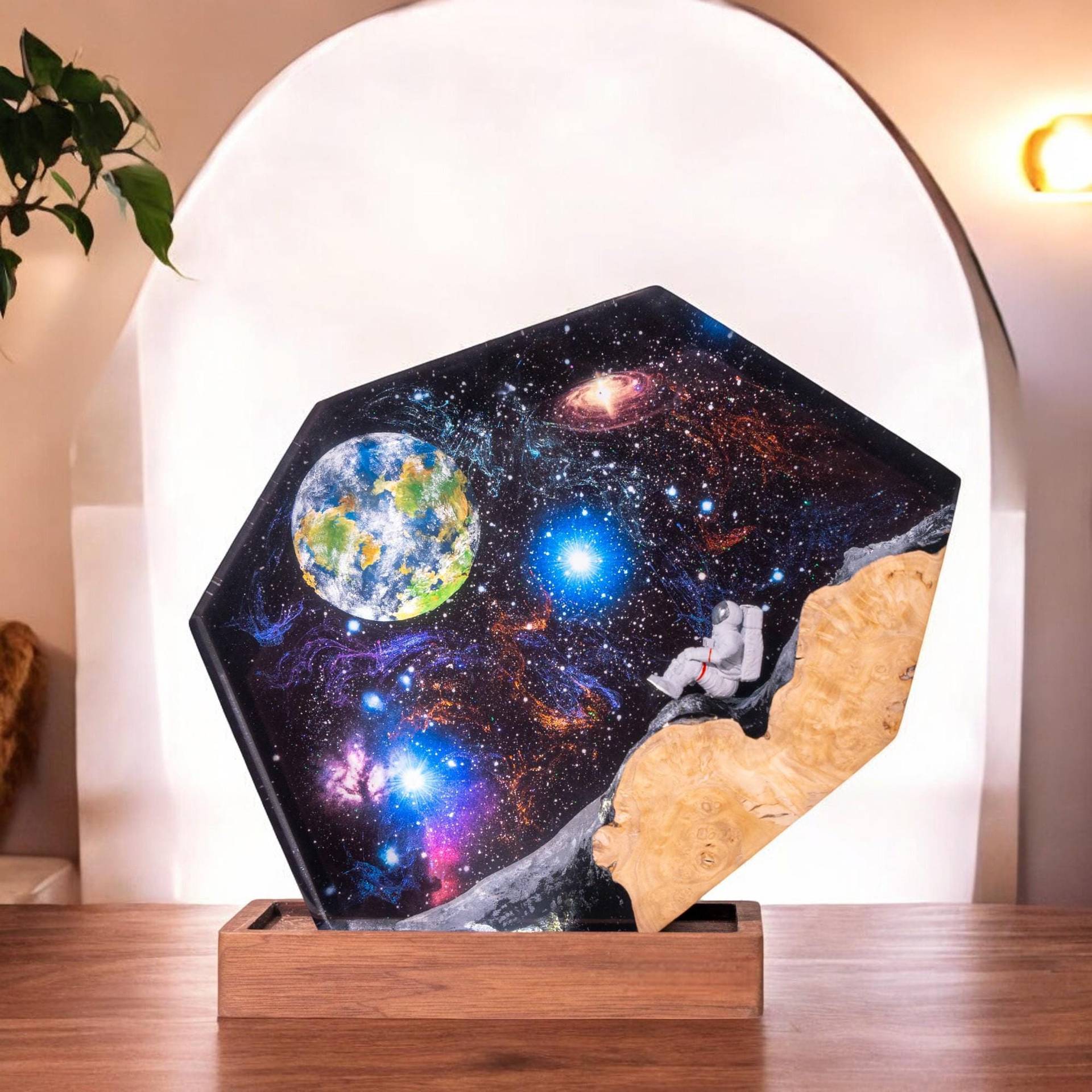 Galaxy Astronaut Resin LED Night Light