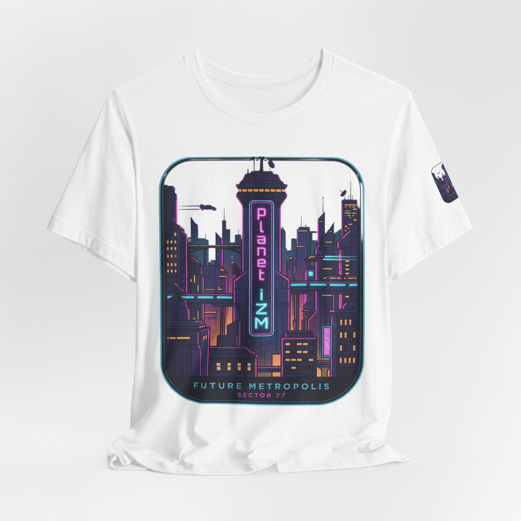 Future Metropolis Tee – Planet 12M Neon Cityscape T‑Shirt