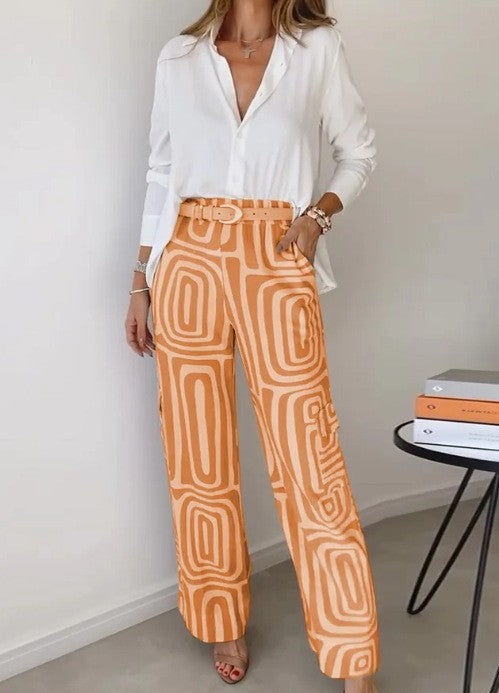 Women's Printed Shirt and Trousers Set
