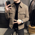 Men's Woolen Blend Thickened Casual Jacket with Suit Collar