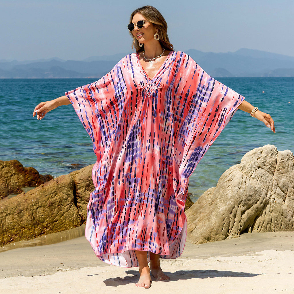 Bohemian Beach Cover-Up with Woven Print