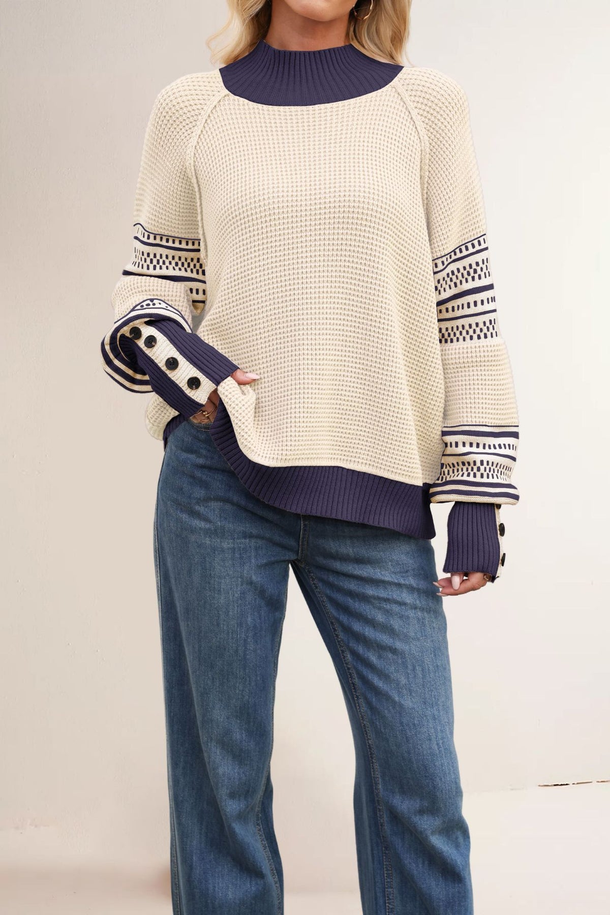 Knitted sweater, half-high neck, fashionable pullover