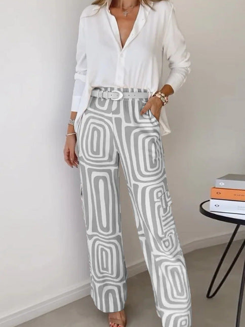 Women's Printed Shirt and Trousers Set