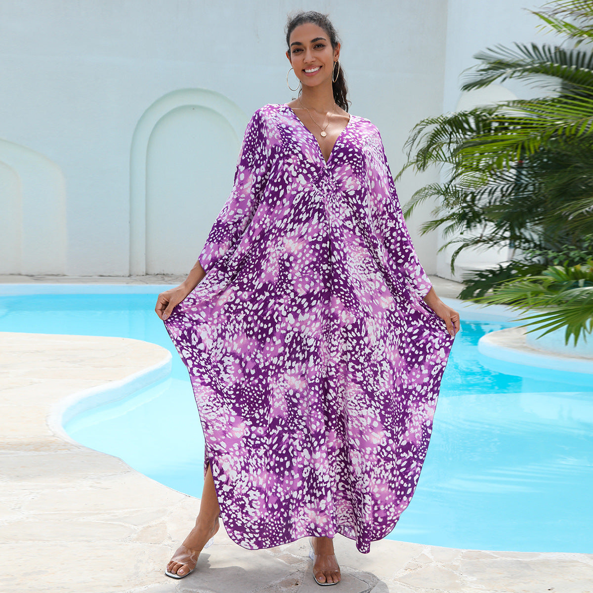 Rayon Printed Beach Cover Up Dress